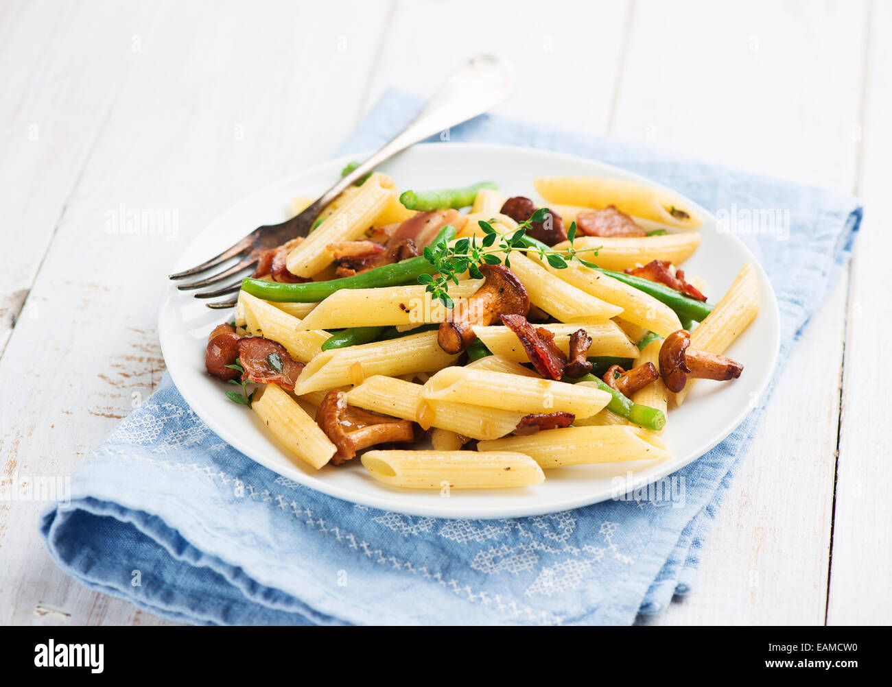Pasta with chanterelles mushrooms Stock Photo Alamy