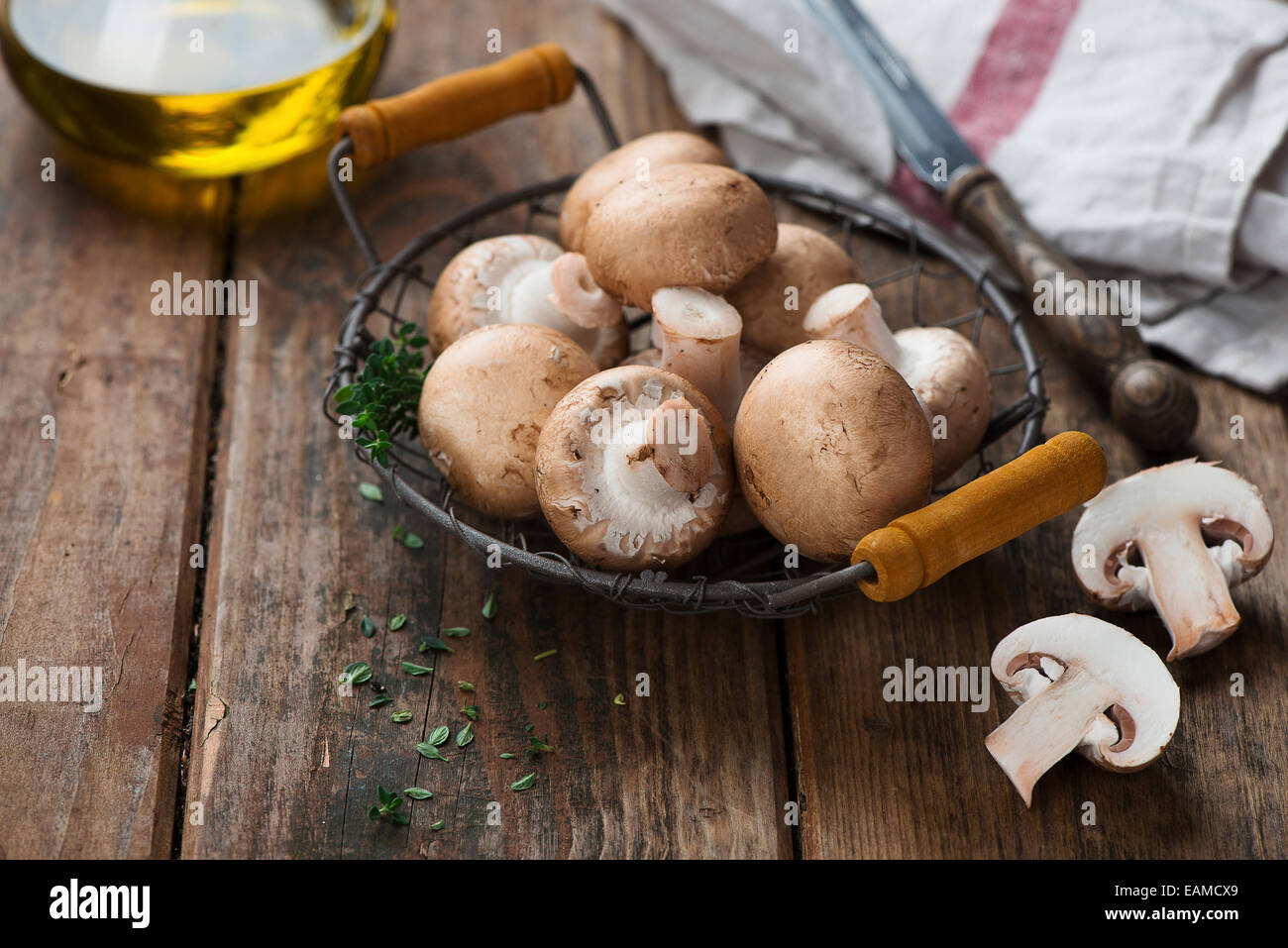 Fresh champignon mushrooms Stock Photo