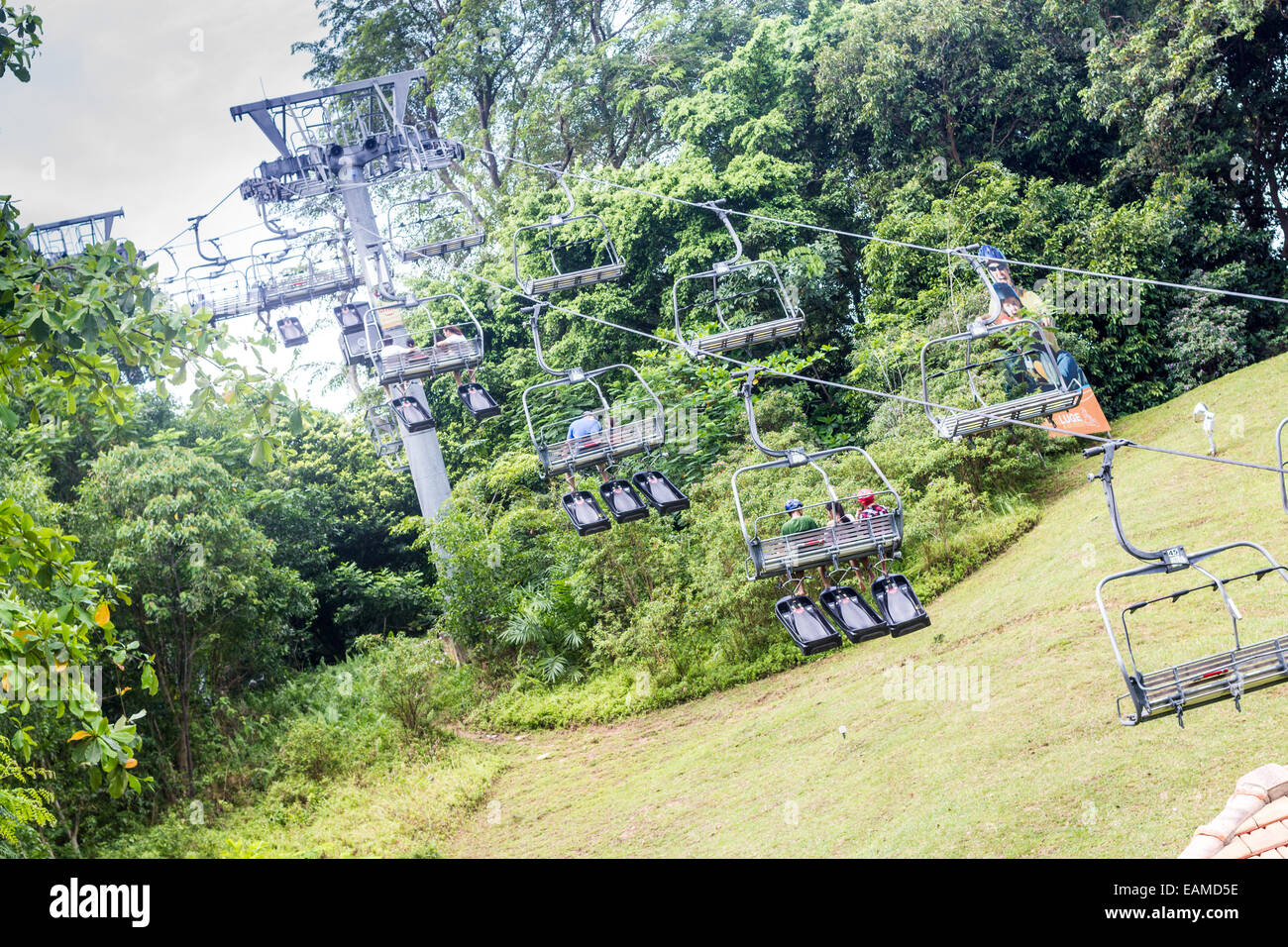 Luge chairlift at Sentosa Island Singapore Stock Photo