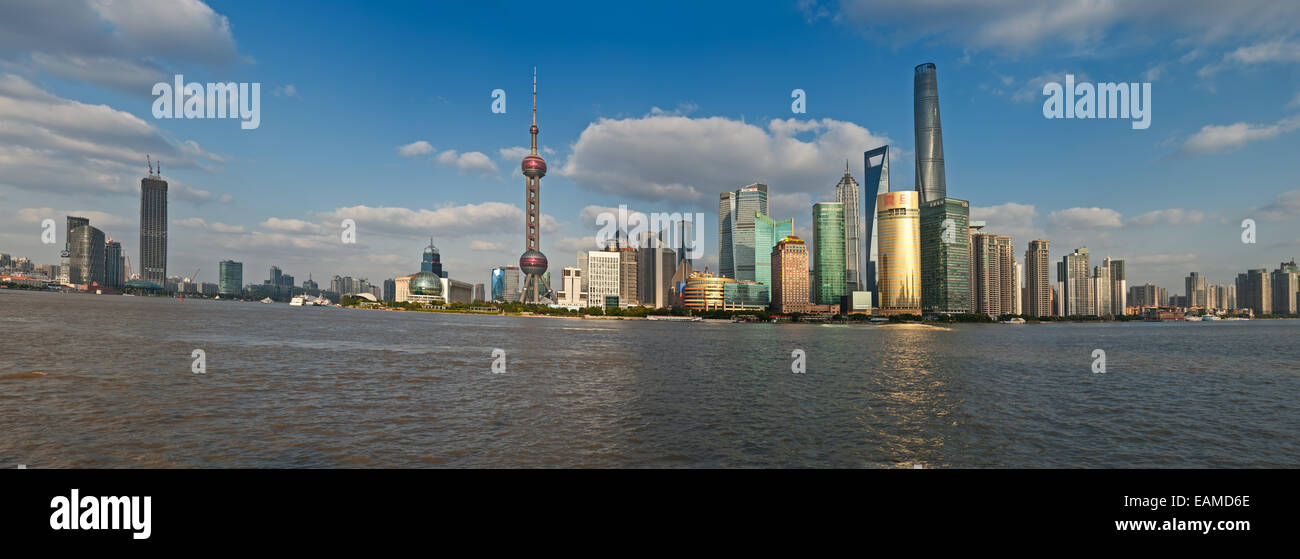 China Shanghai Pudong district Skyline during a cloudy day Stock Photo