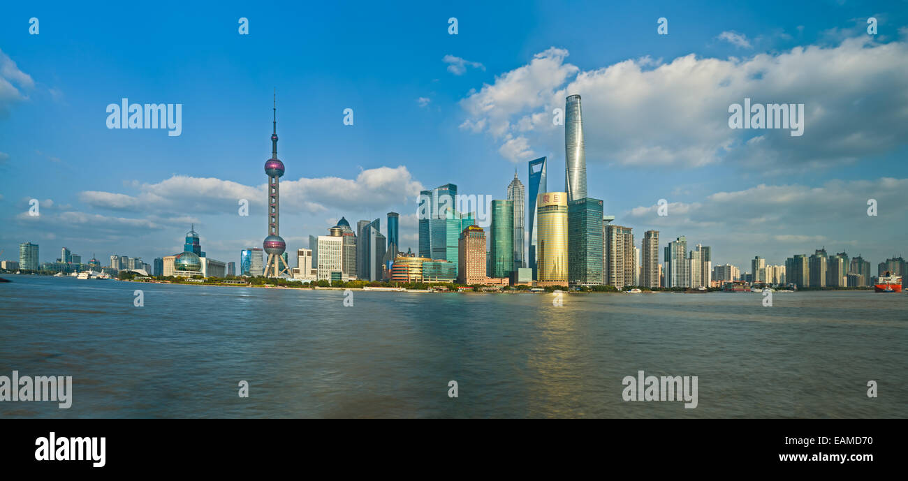 China Shanghai Pudong district Skyline during a cloudy day Stock Photo