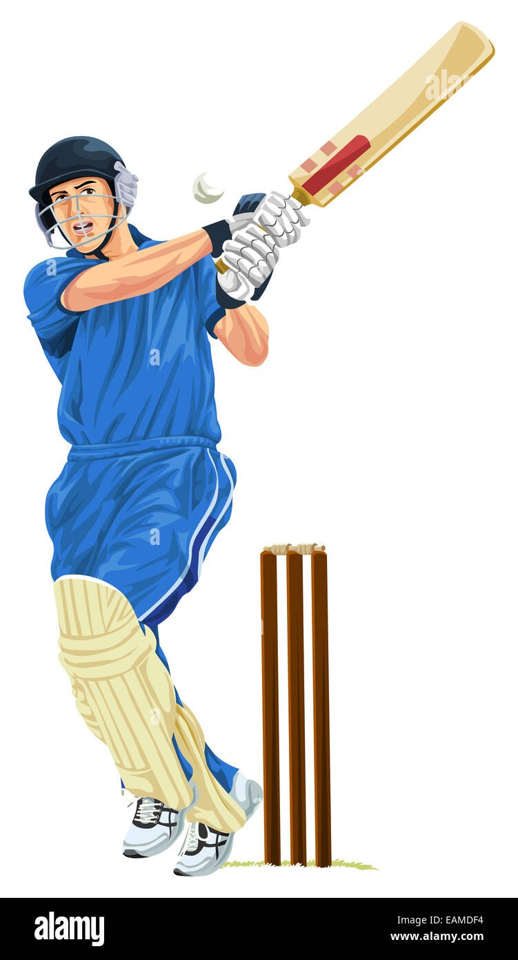 Cricket player batsman batting cartoon hires stock photography and
