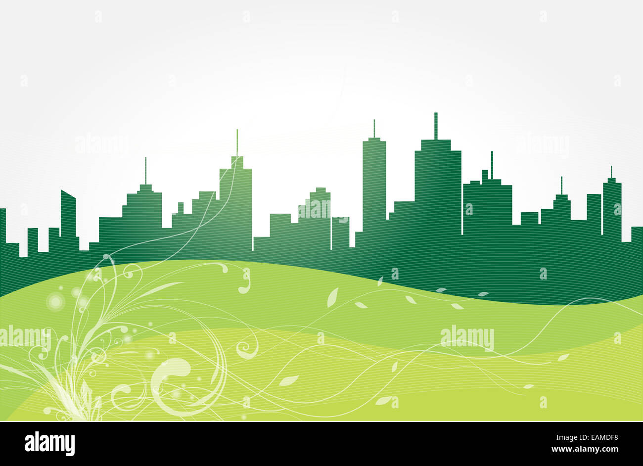 Vector illustration of green city Stock Photo - Alamy