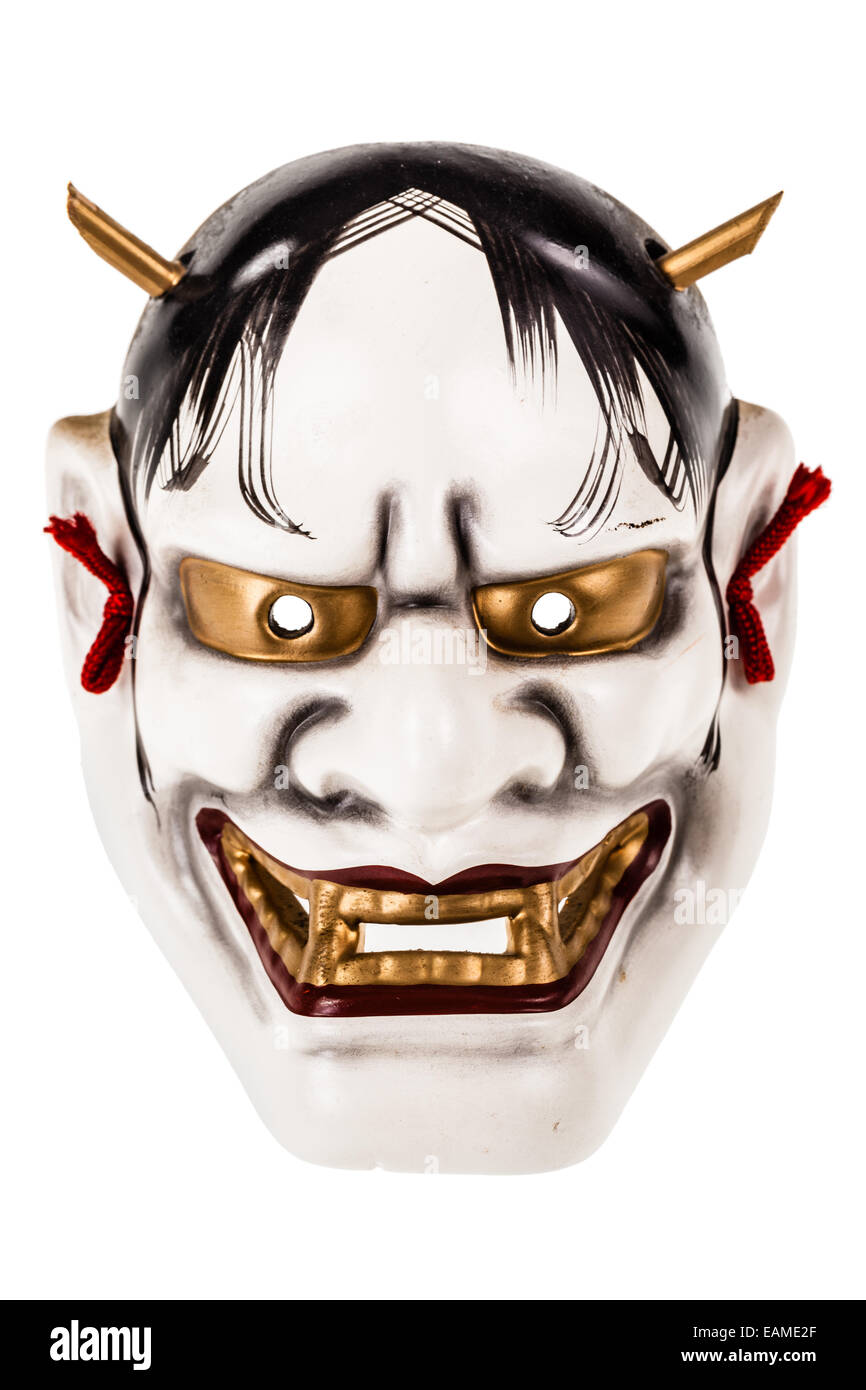 The Hannya is a japanese mask used in Noh theater, representing a jealous female demon or serpent Stock Photo