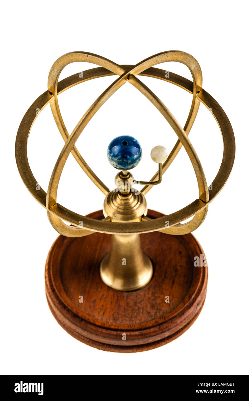 An orrery is a mechanical model of the solar system Stock Photo