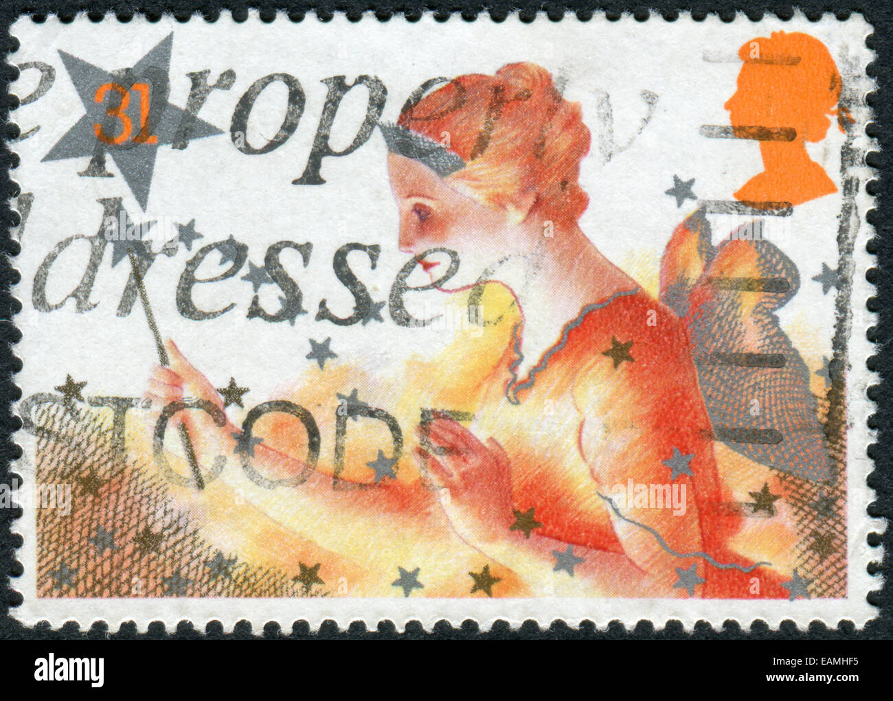 UNITED KINGDOM - CIRCA 1985: Postage stamp printed in England, Christmas Pantomime, shows a Good Fairy, circa 1985 Stock Photo