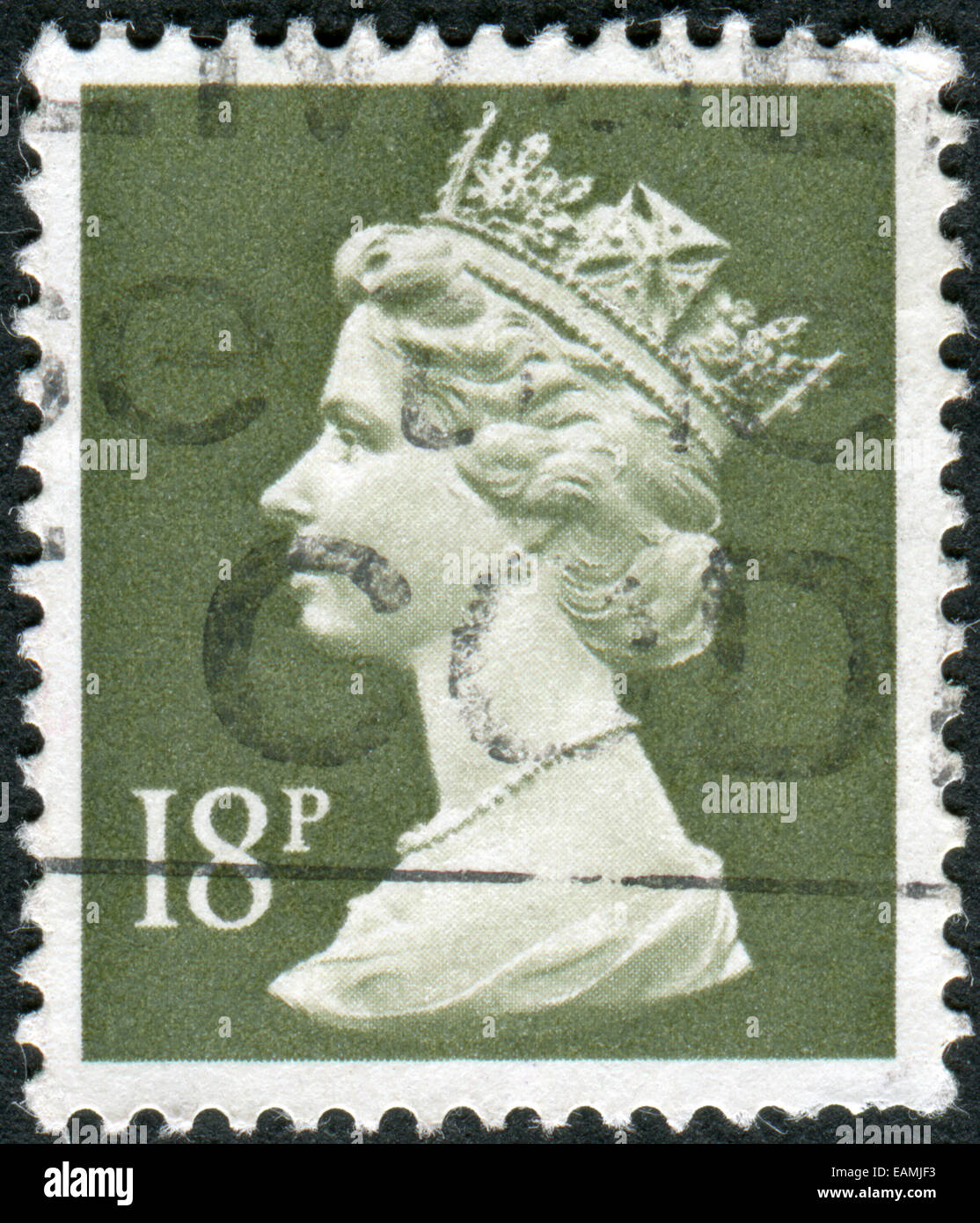 UNITED KINGDOM - CIRCA 1984: Postage stamp printed in England, shows a portrait of Queen Elizabeth II, circa 1984 Stock Photo