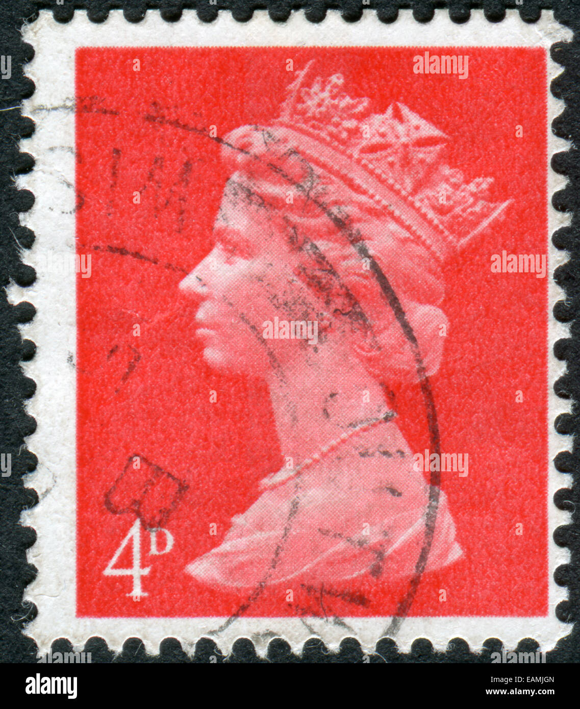 UNITED KINGDOM - CIRCA 1969: Postage stamp printed in England, shows a portrait of Queen Elizabeth II, circa 1969 Stock Photo