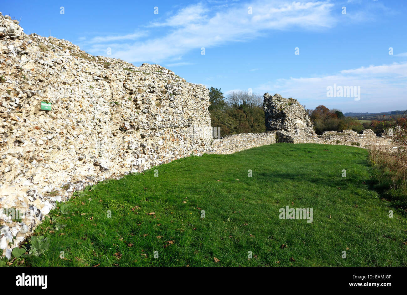Curtain walls at the remains of the Norman motte and bailey castle at Castle Acre, Norfolk, England, United Kingdom. Stock Photo