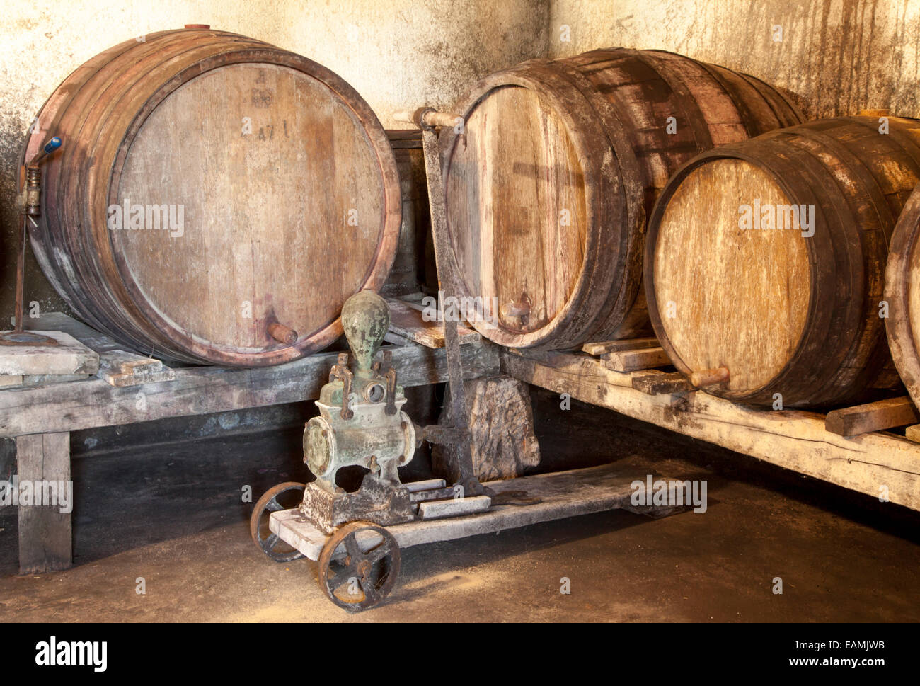 Interior of very old wine cellar Stock Photo