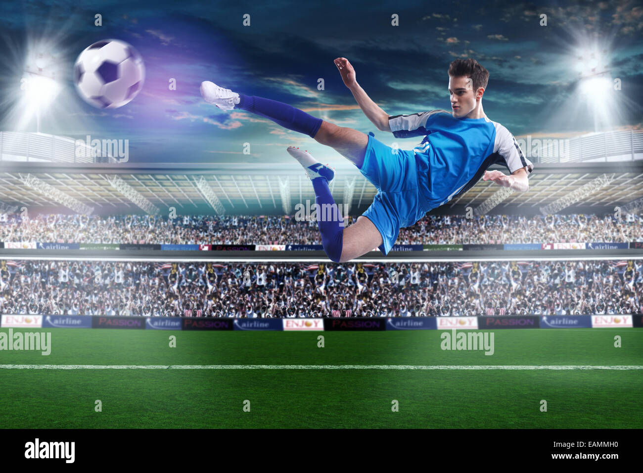 The football player on the sports ground Stock Photo - Alamy