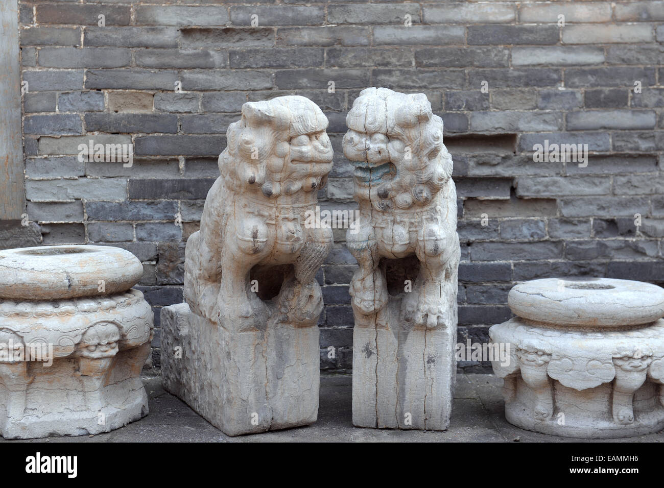 Jinzhong Wang Courtyard stone lion sculpture Stock Photo