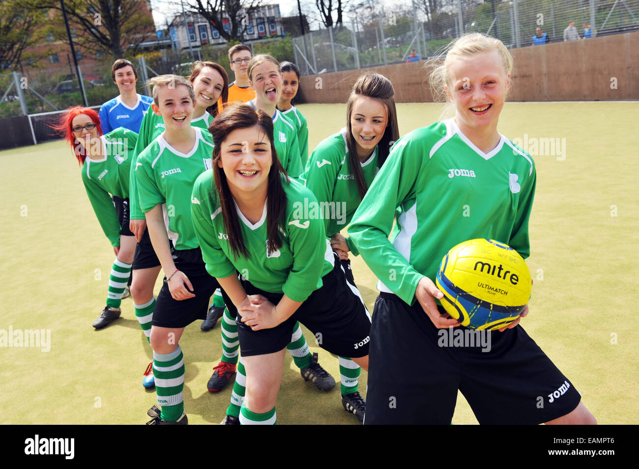 Women's football team practice, Bradford College, UK Stock Photo