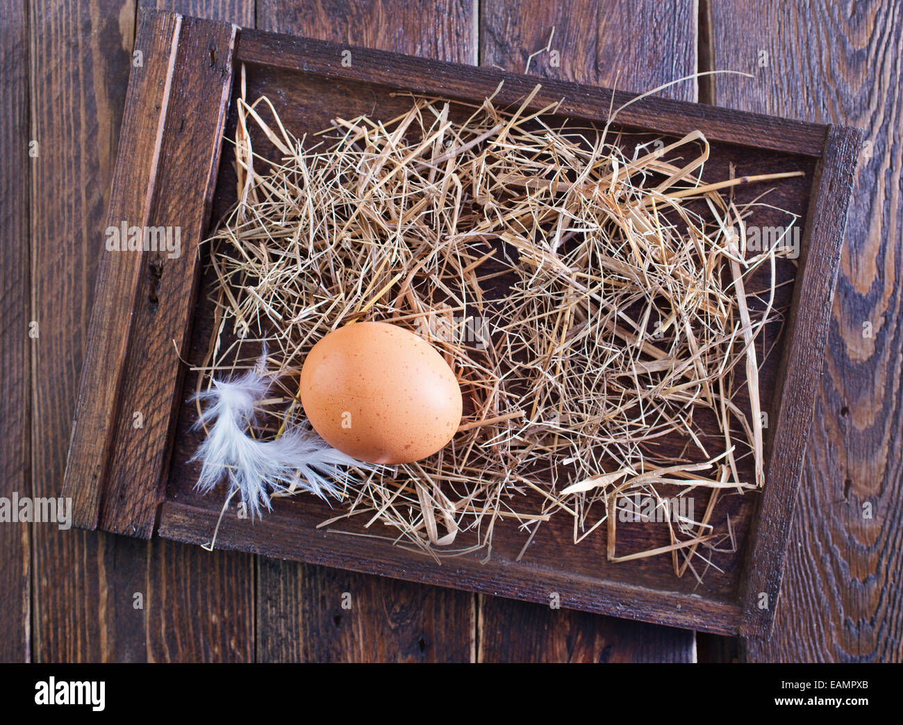 raw chicken eggs with brown shells on the table Stock Photo - Alamy