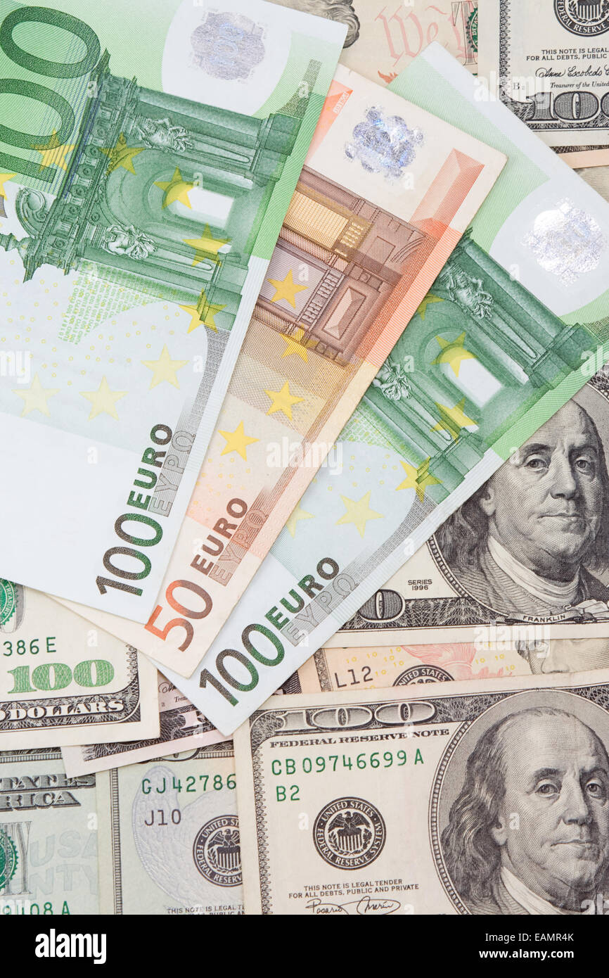 vertical image of dollar's and euro's background Stock Photo - Alamy