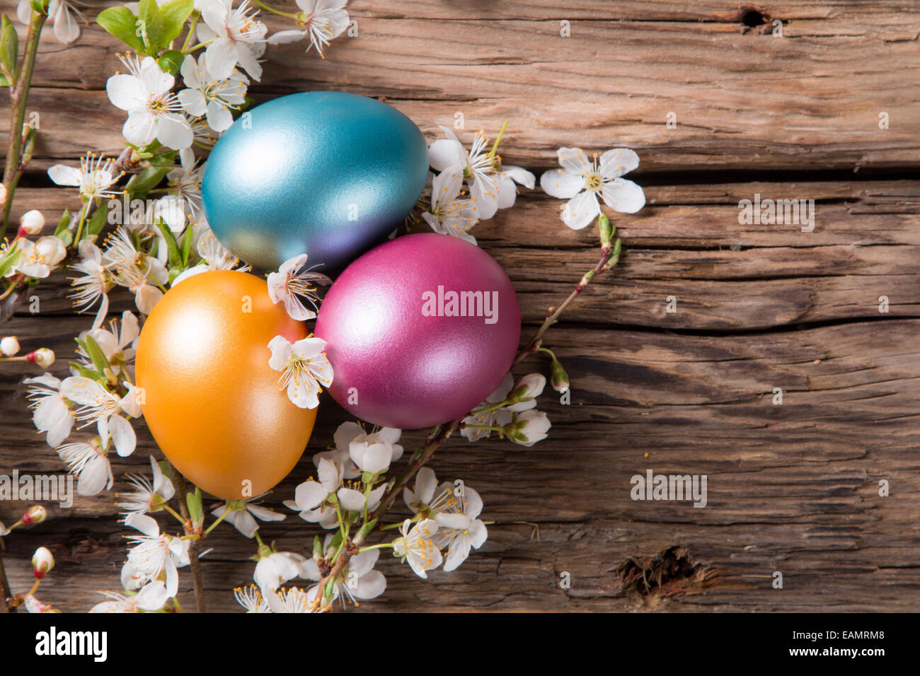 Easter still life with traditional decorative eggs in nest Stock Photo ...