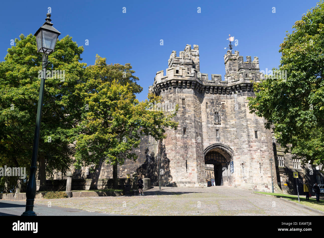 UK, Lancashire, Lancaster Castle main entrance. Stock Photo