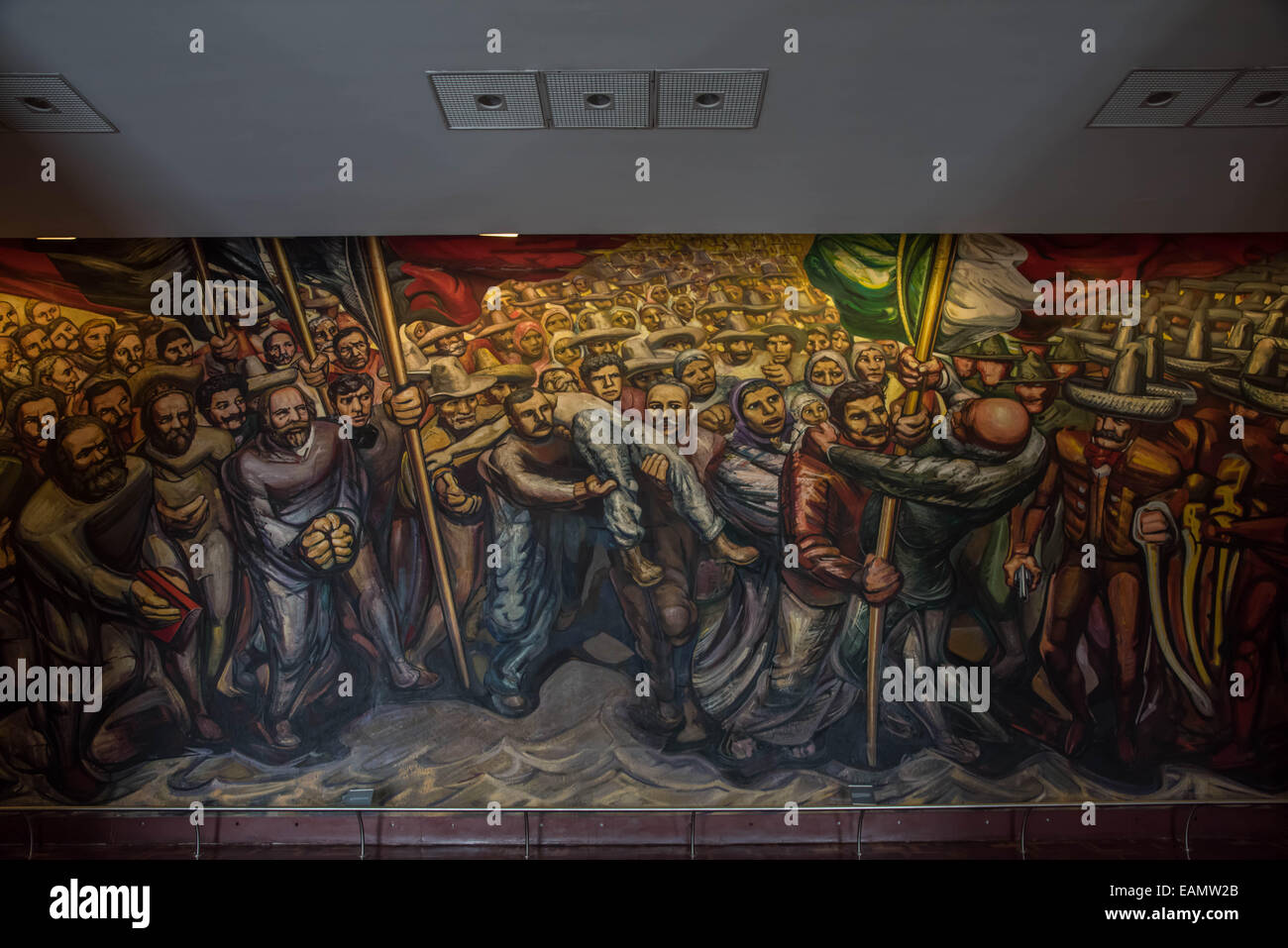 Giant mural by Mexican artist David Alfaro Siqueiros,Chapultepec castle,Mexico city,Mexico Stock Photo