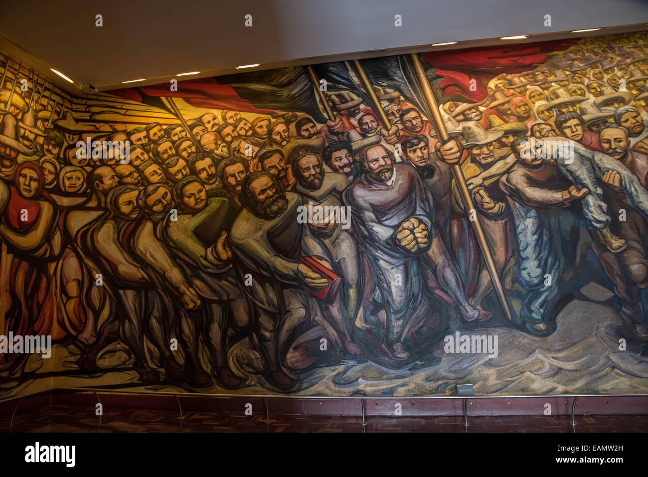 Giant mural by Mexican artist David Alfaro Siqueiros,Chapultepec castle,Mexico city,Mexico Stock Photo