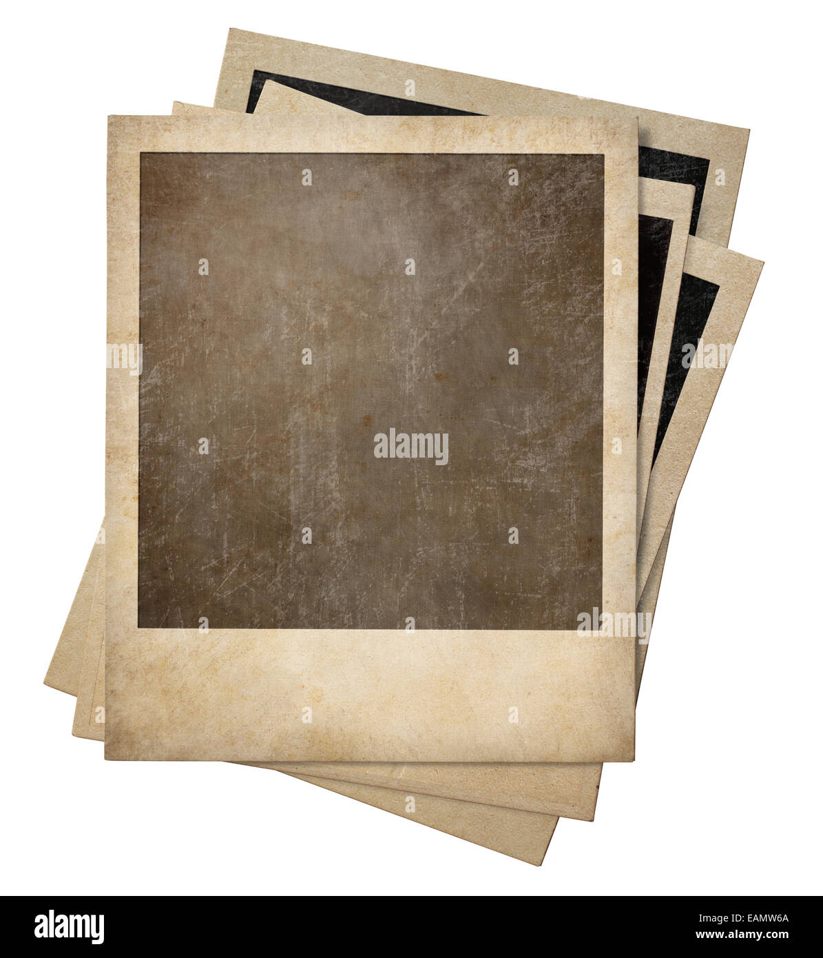 polaroid old photo frames stack isolated Stock Photo