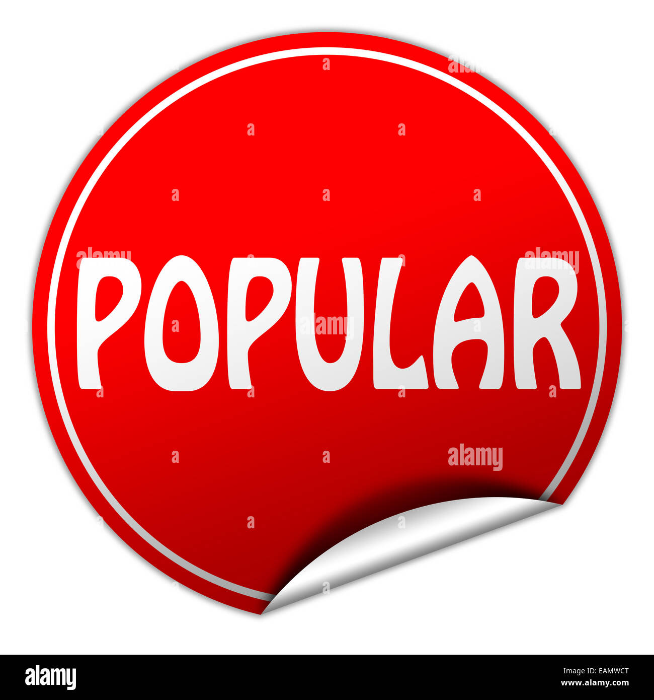 popular round red sticker on white background Stock Photo Alamy