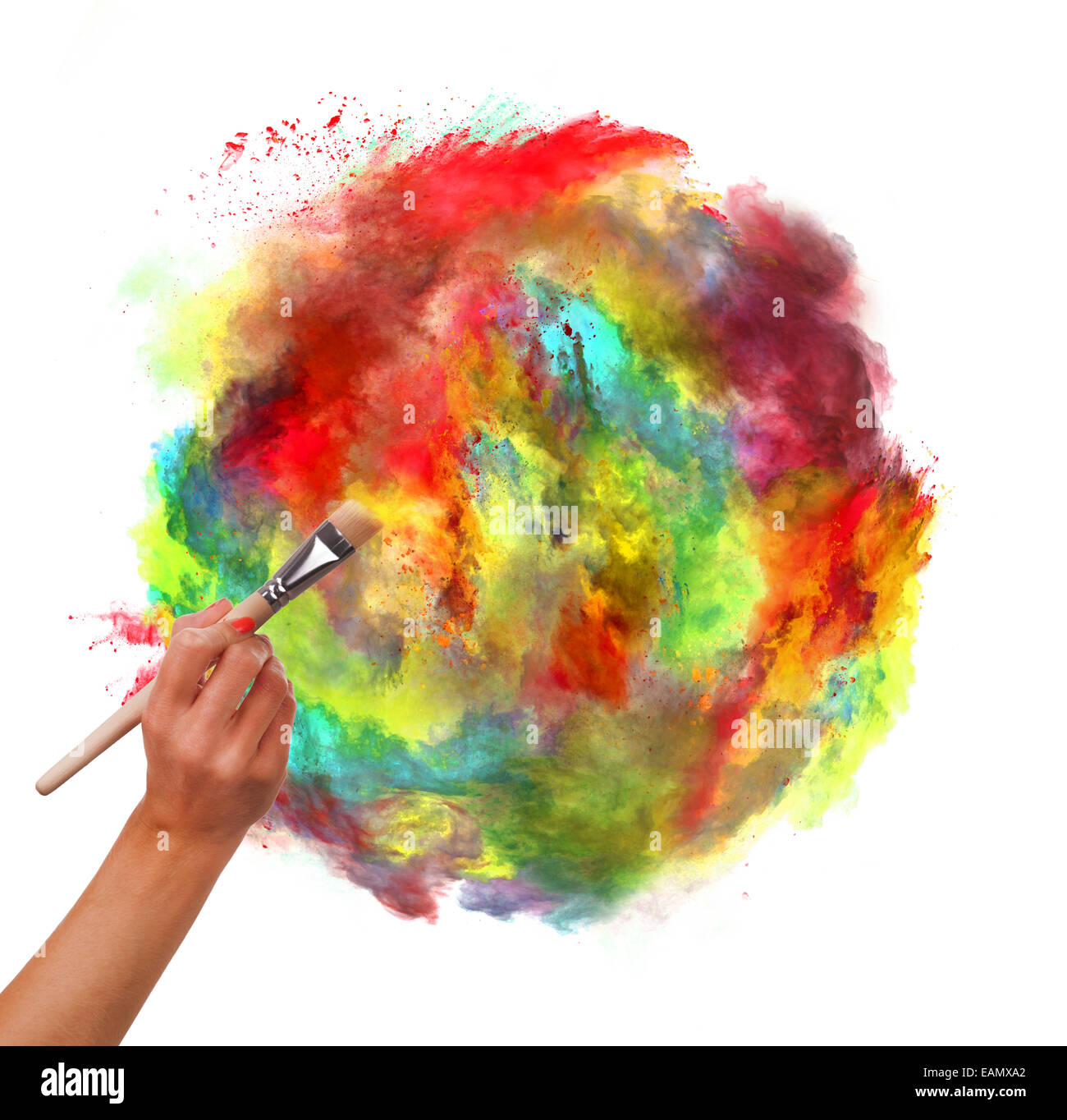 Isolated Hand Holding a Paintbrush. Brush Painting on White Background  Stock Photo - Image of paper, paintings: 99634488