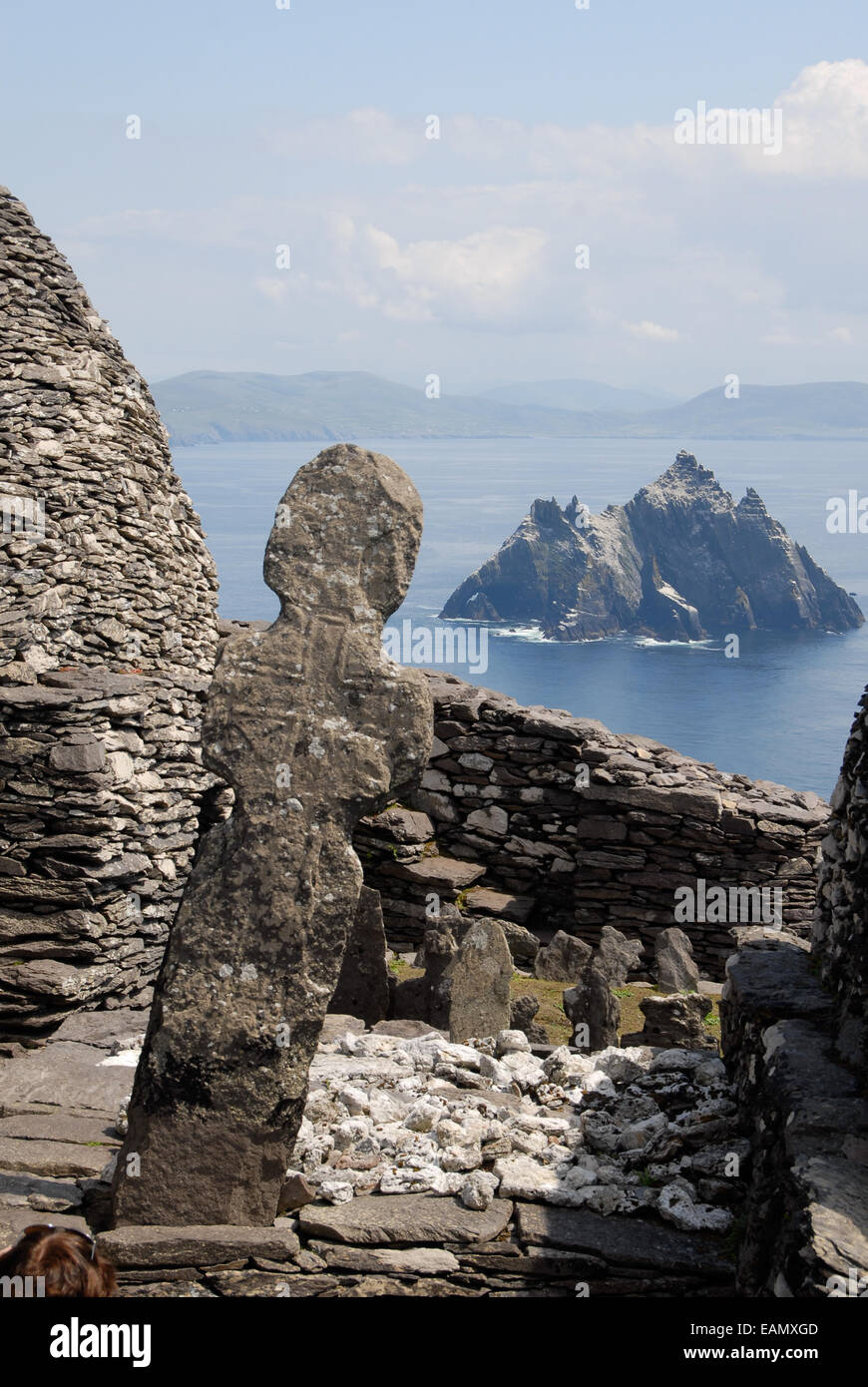 the famous island of skellig micheal in ireland Stock Photo