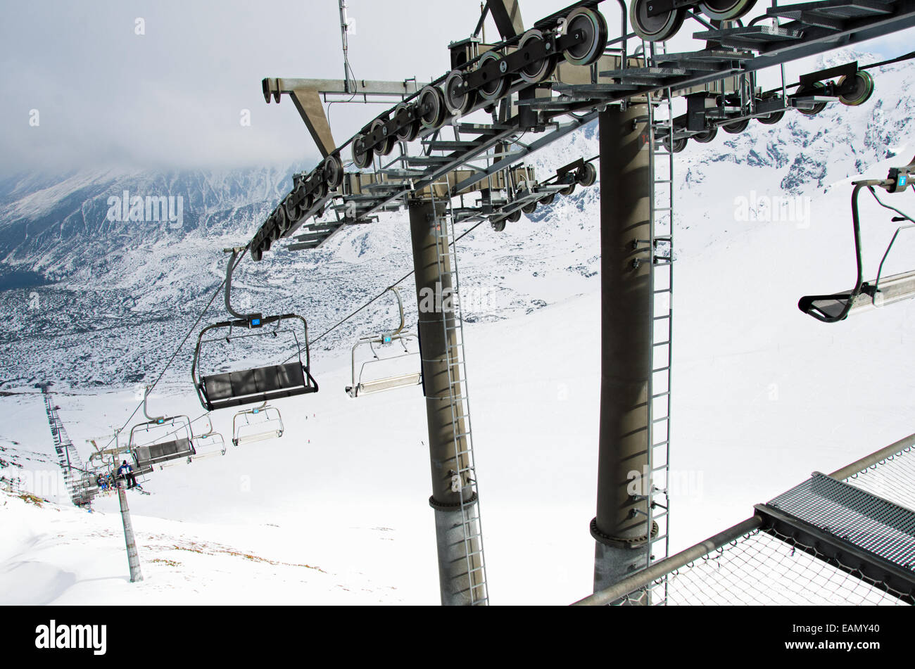 Photo of ski lift in winter Stock Photo