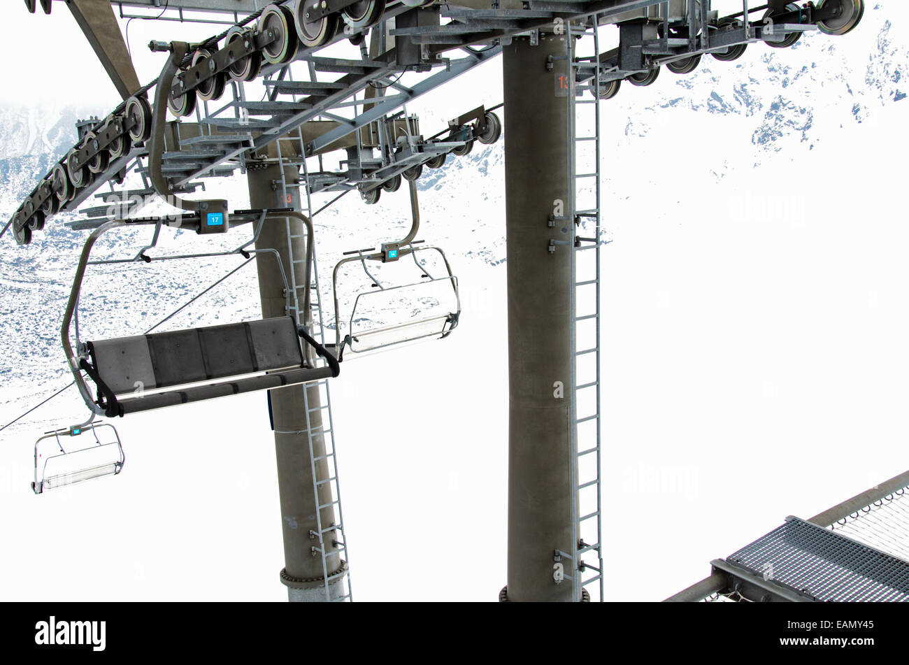 Photo of ski lift in winter Stock Photo