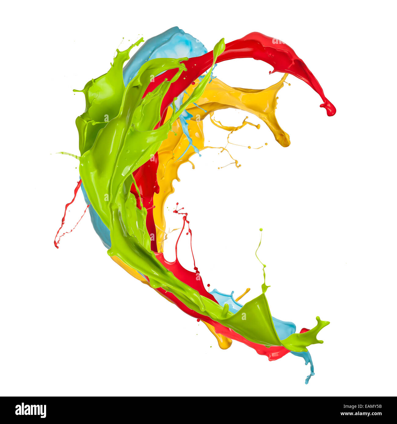 Colored splashes in abstract shape, isolated on white background Stock ...