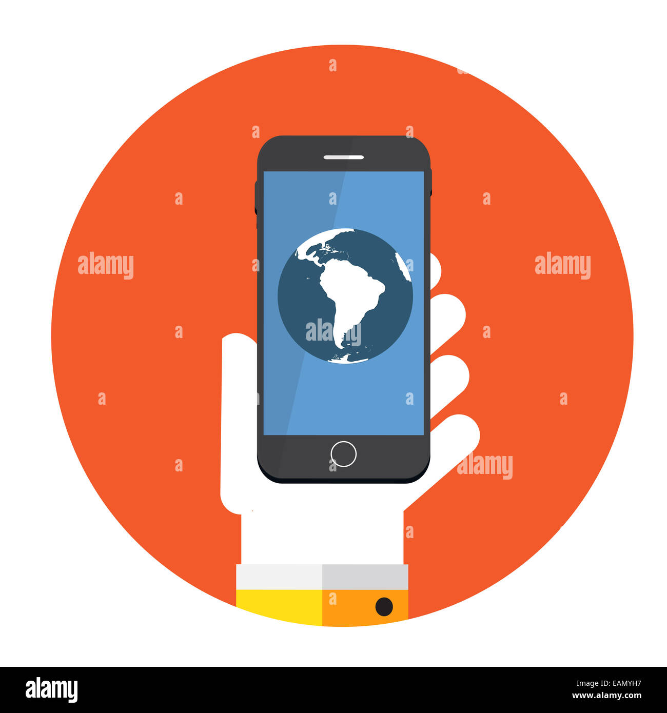 Flat Design Concept Globe Icon Vector Illustration With Long Sha Stock ...