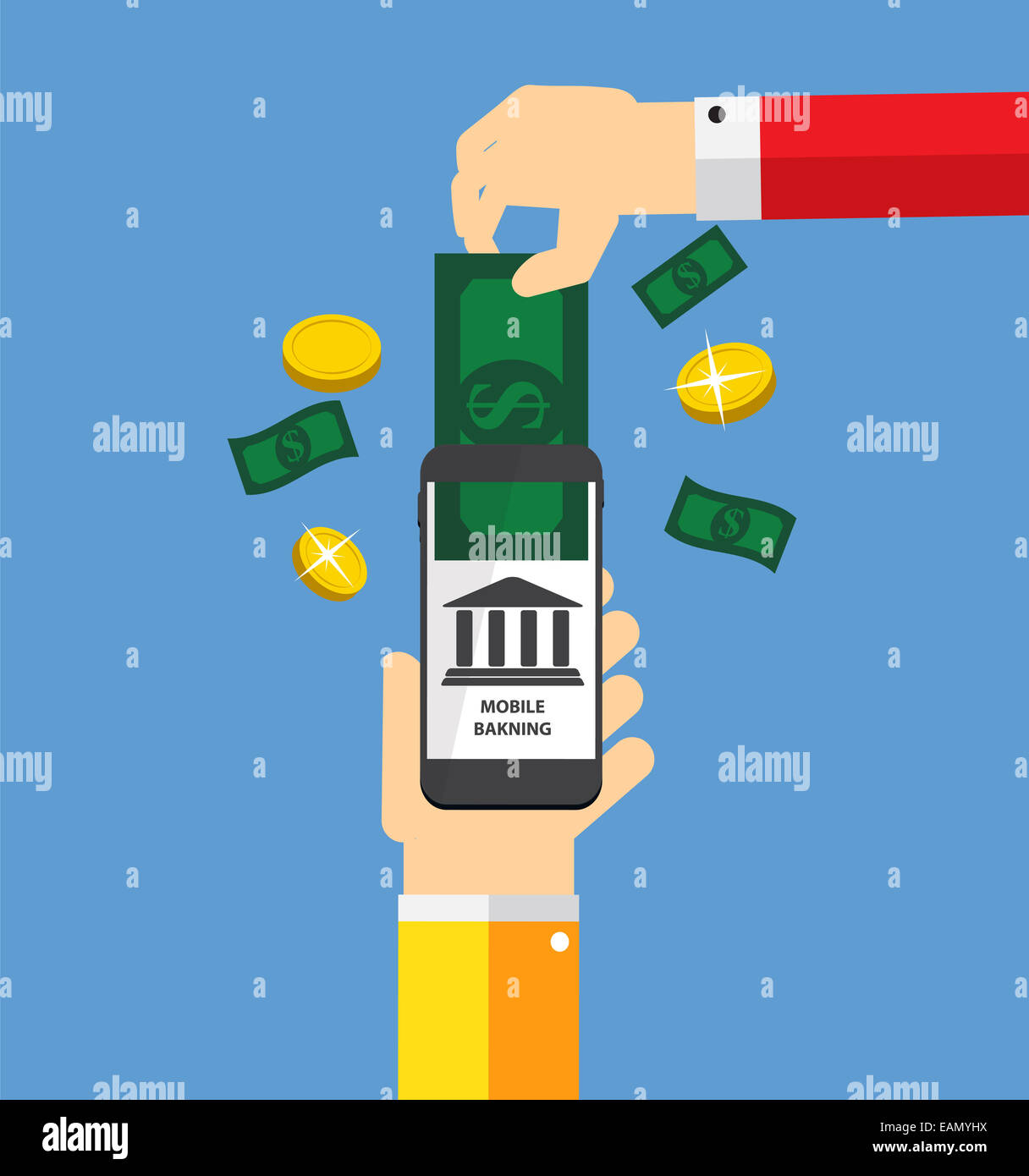 Mobile Banking Payment Flat Concept Vector Illustration Stock Photo - Alamy