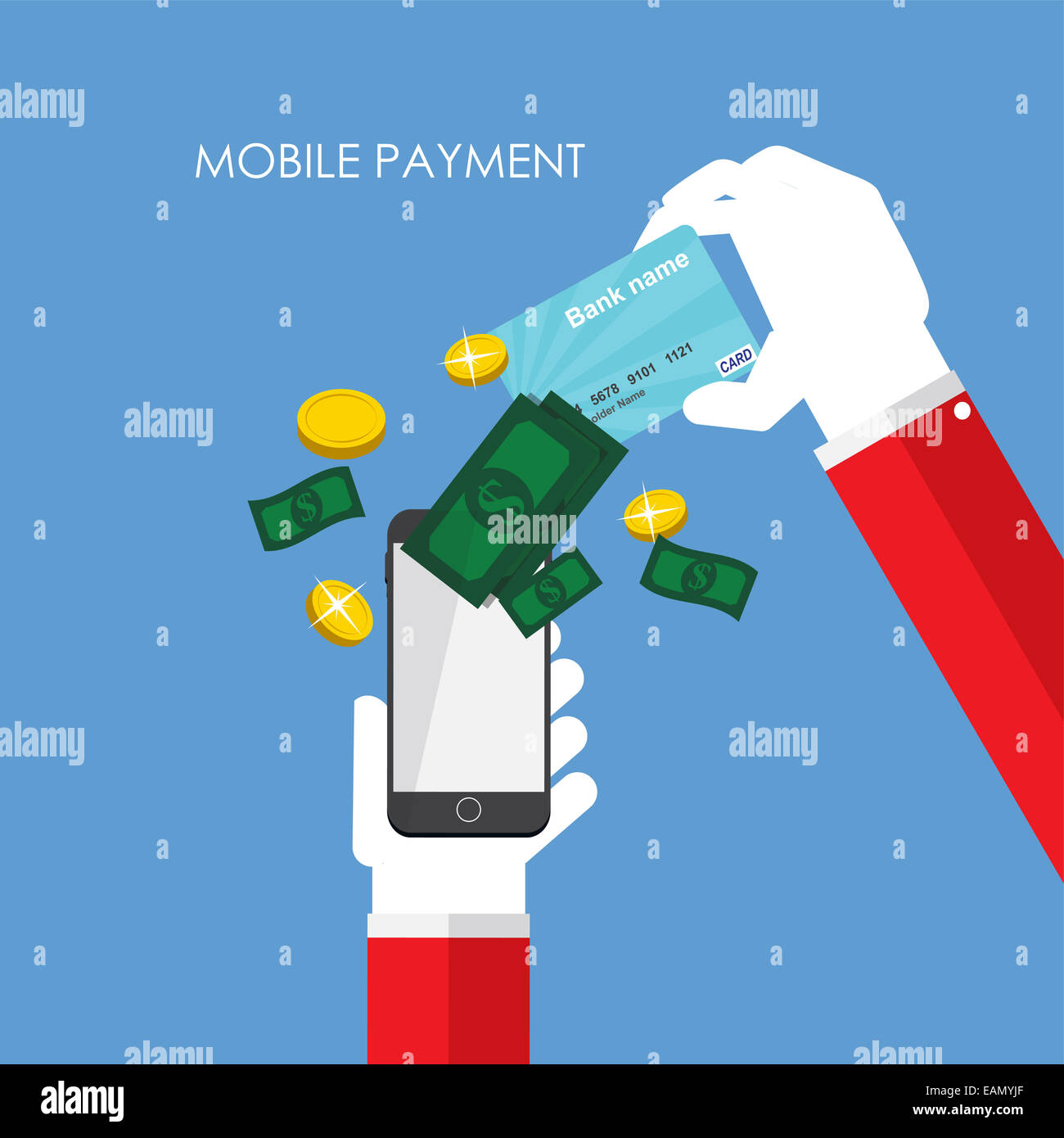 Mobile Payment Flat Concept Vector Illustration Stock Photo - Alamy