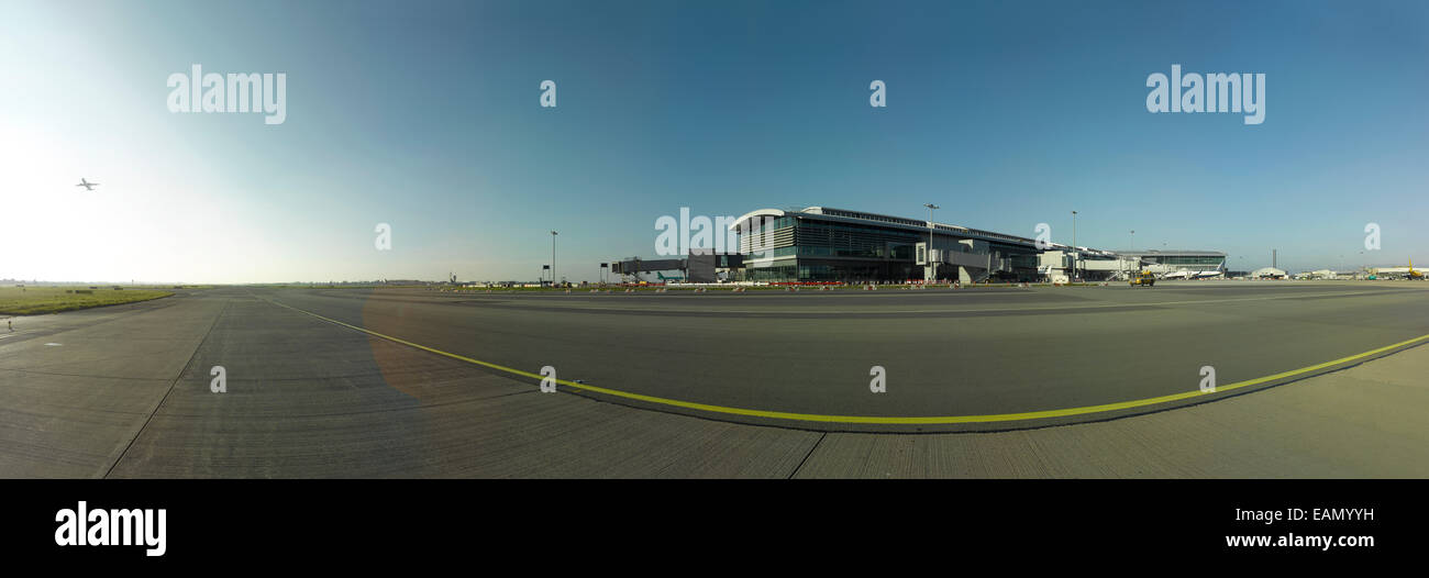 Panoramic view of runway at Dublin Airport, Terminal 2, Republic of Ireland Stock Photo Alamy