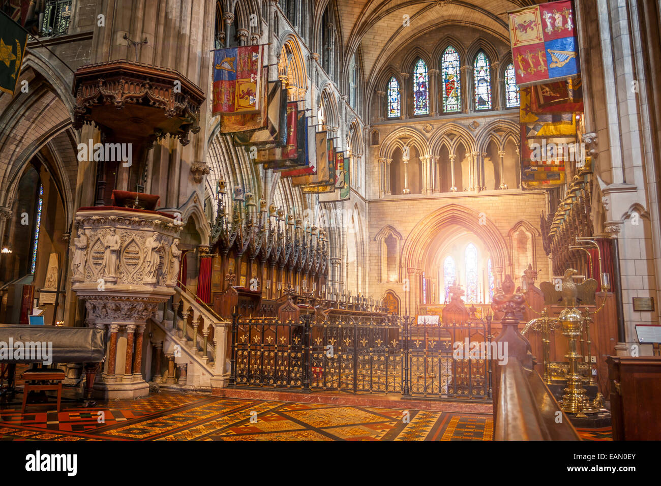 Dublin, Ireland - Aug 12: Interior of Saint Patrick Cathedral in Dublin ...