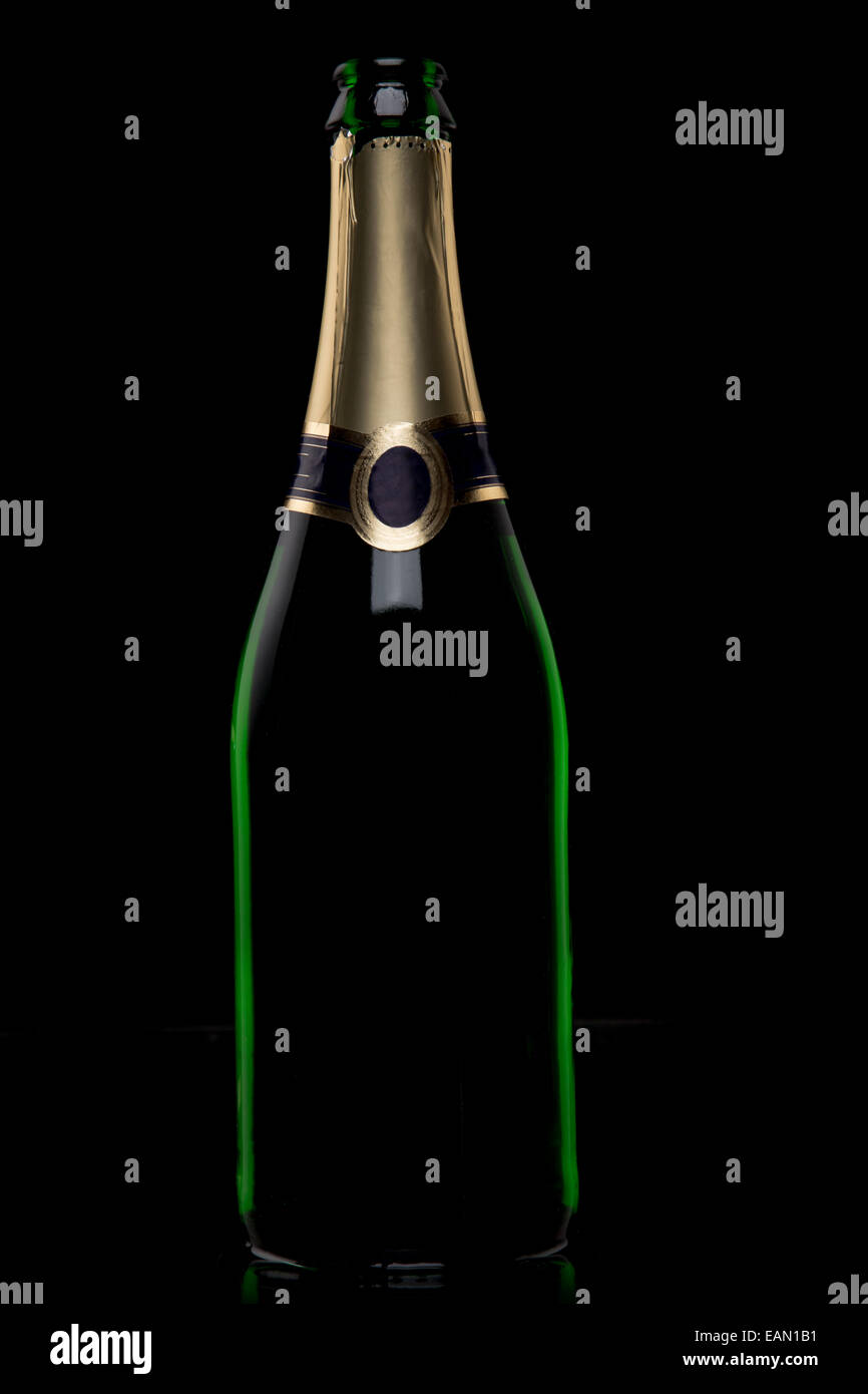 Champagne bottle on black background, celebration theme Stock Photo - Alamy