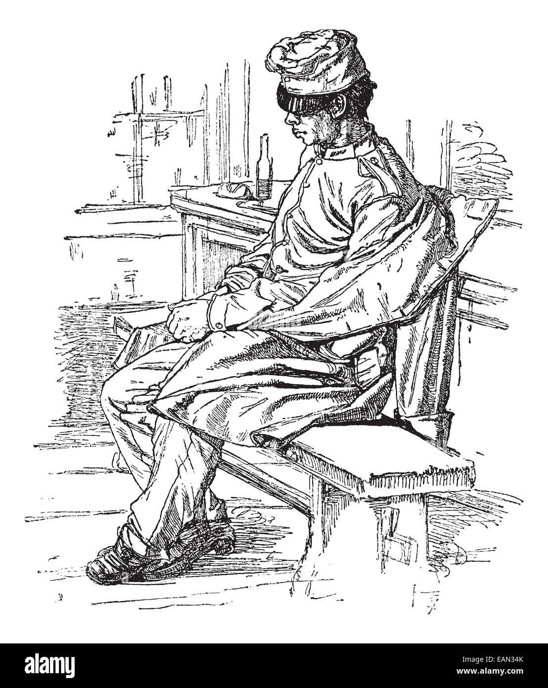 Nap, vintage engraved illustration. Journal des Voyages, Travel Journal, (1879-80). Stock Photo