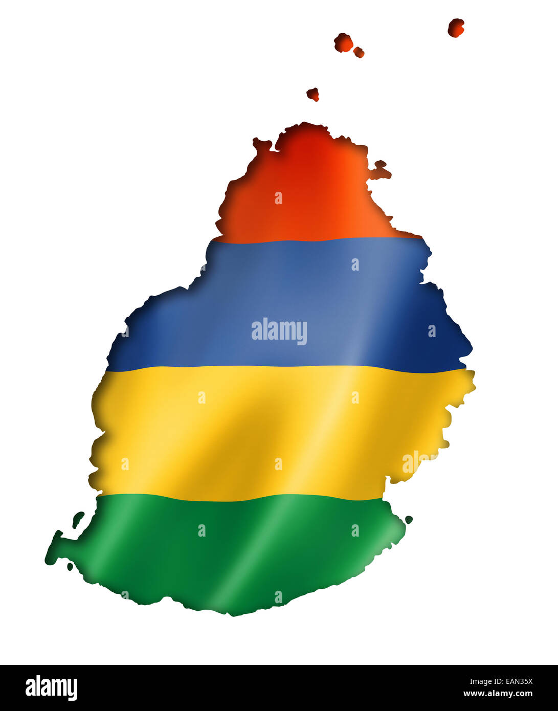 Mauritius flag map, three dimensional render, isolated on white Stock ...