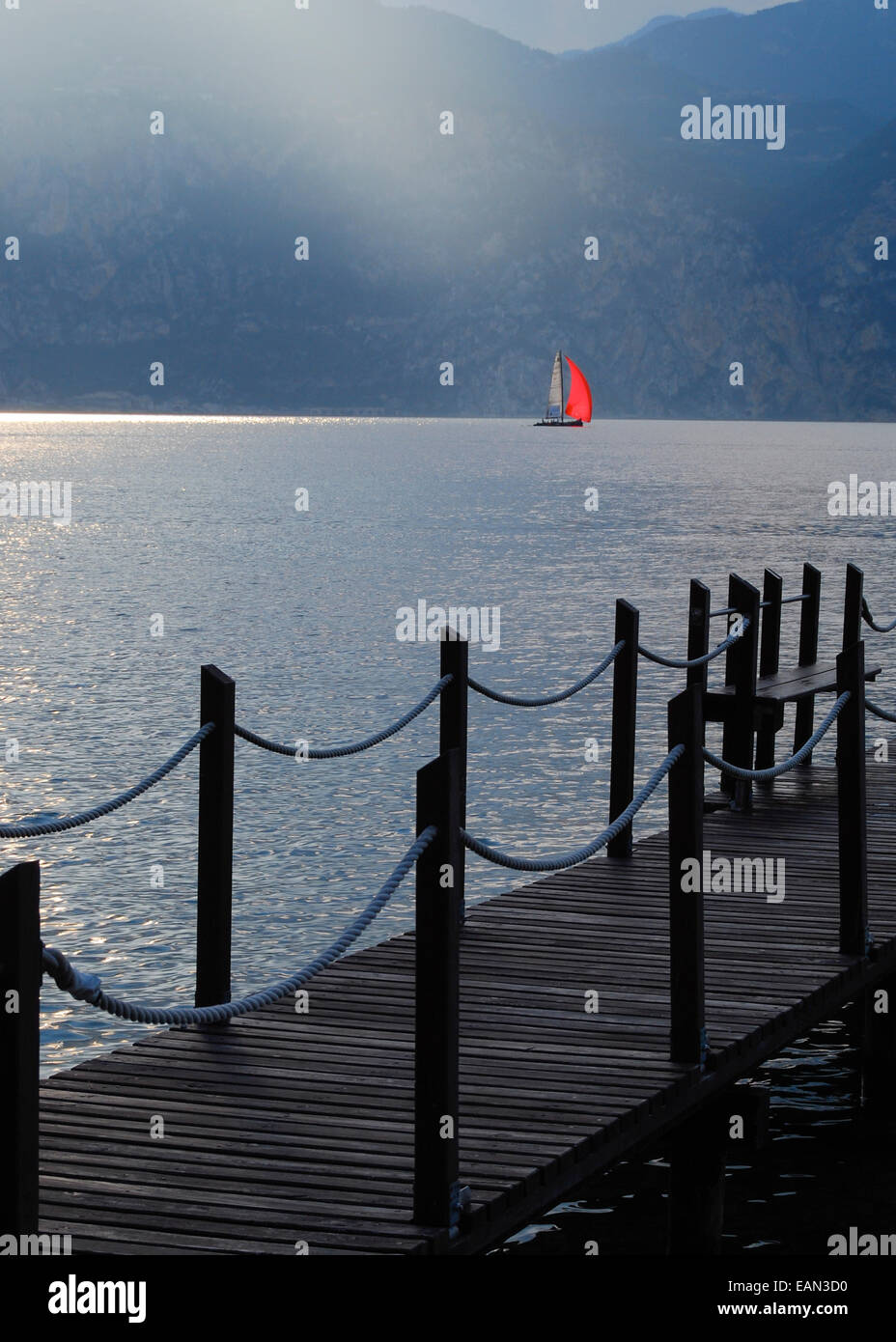 Yacht sailing on Lake Garda ,Italy Stock Photo Alamy