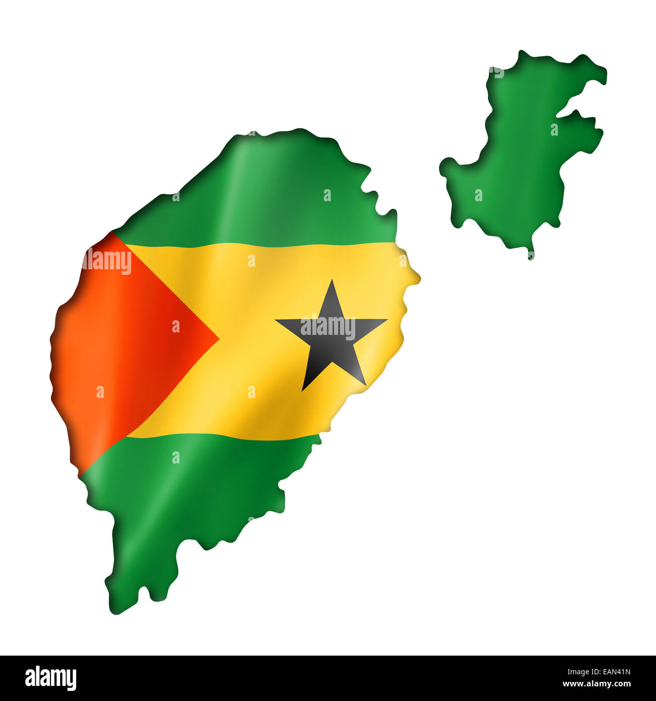 Sao Tome and Principe flag map, three dimensional render, isolated on ...
