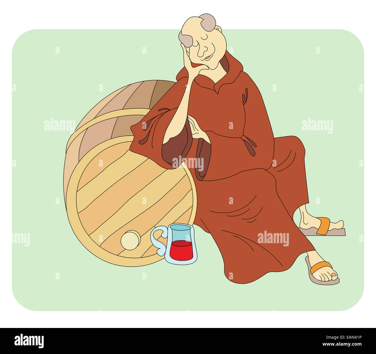 monk sleeps Stock Photo