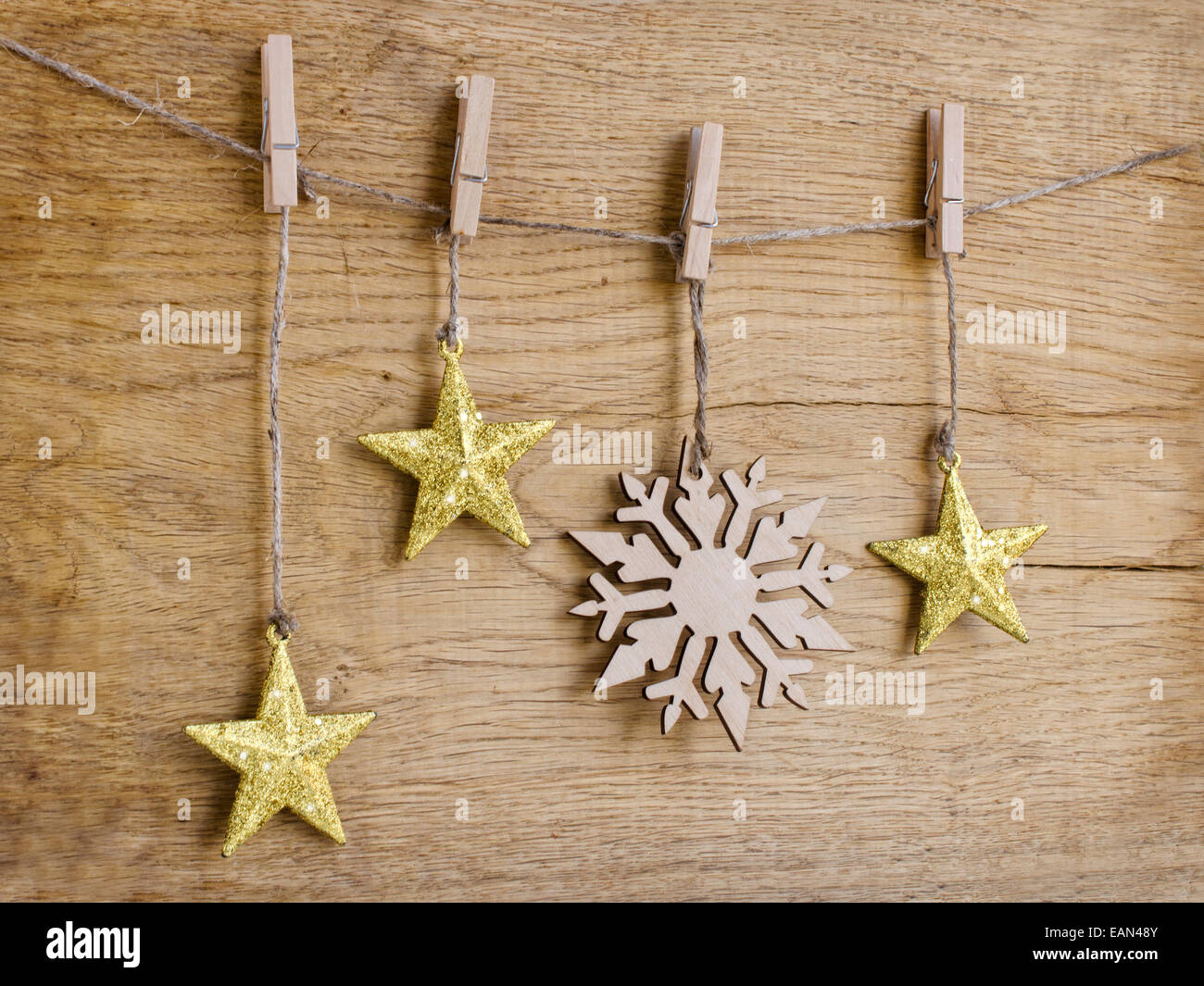 golden christmas star and snowflake Stock Photo