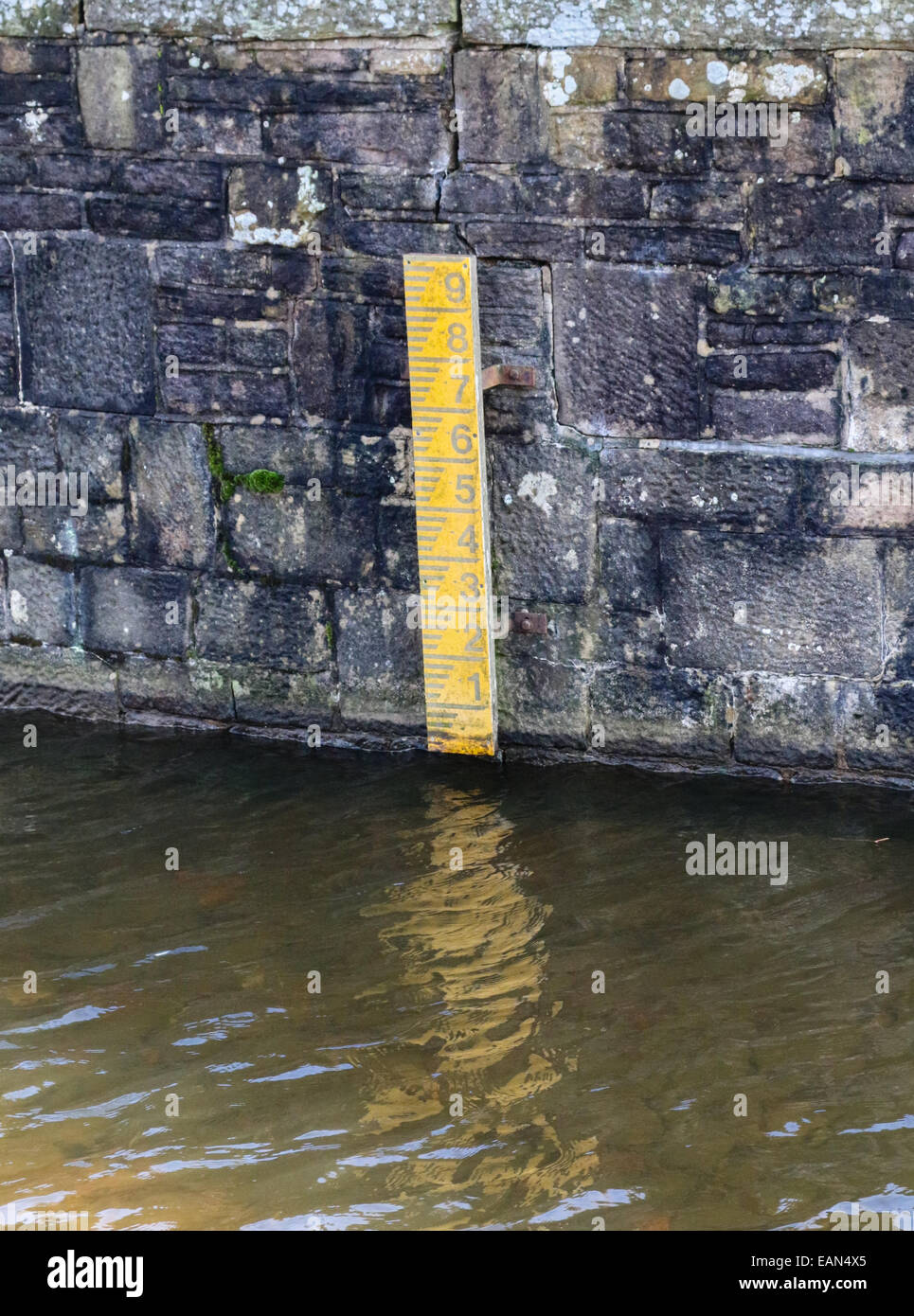 Water depth gauge at a reservoir in Langley UK Stock Photo Alamy