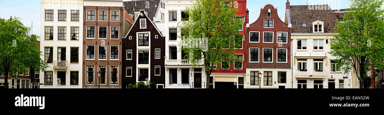 Amsterdam canal buildings facades Stock Photo