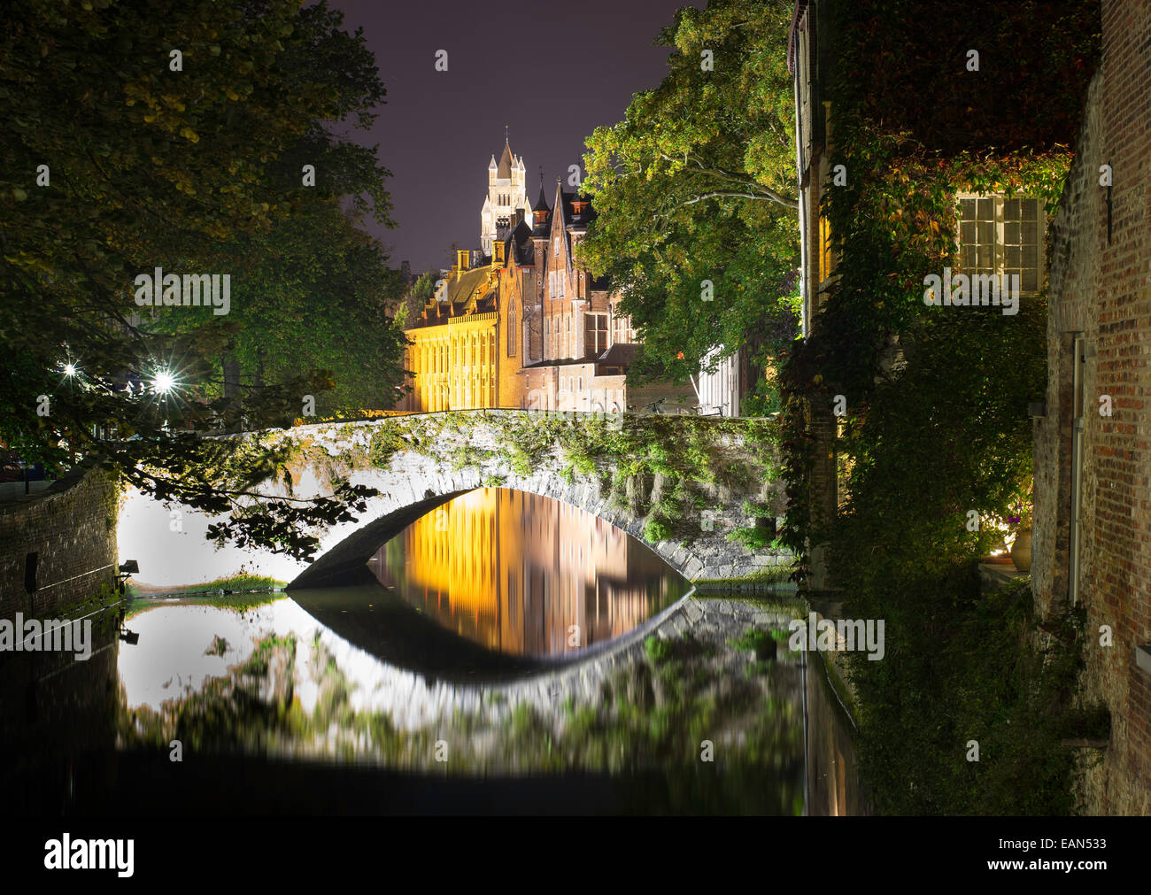 Bruges at night Stock Photo
