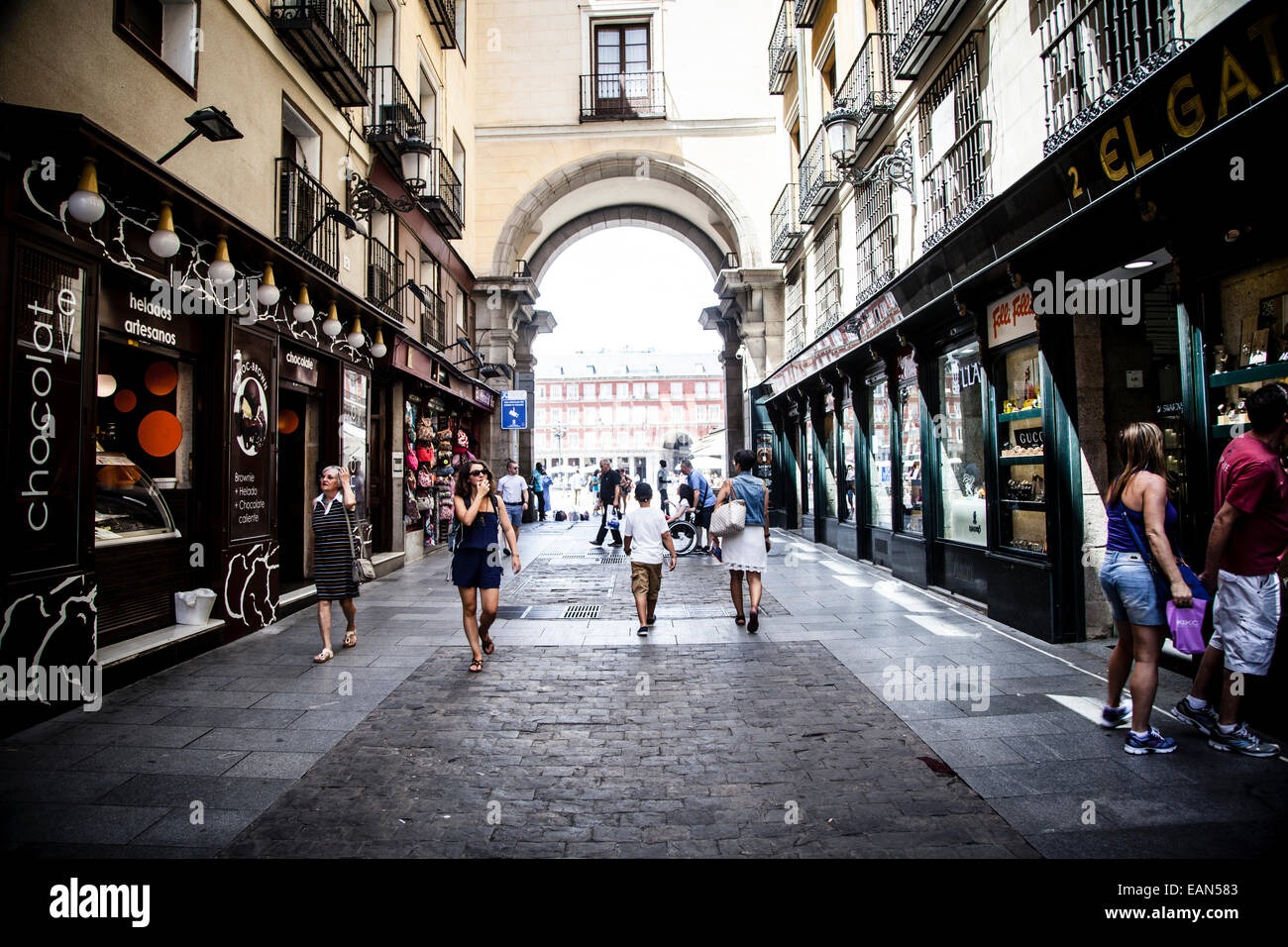 People walking on the street, Madrid, Spain. Stock Photo