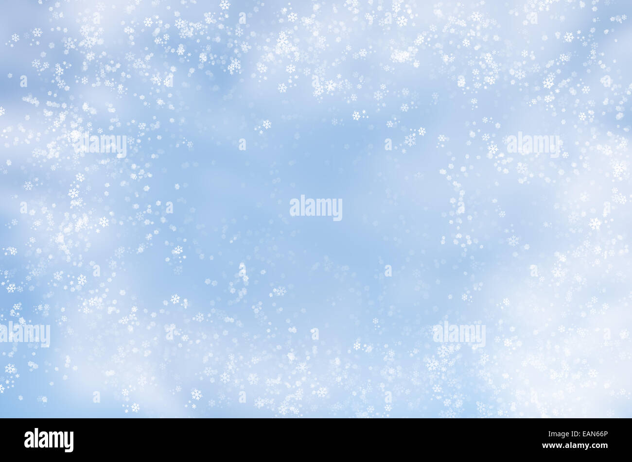 Falling snowflakes on  blue background Stock Photo