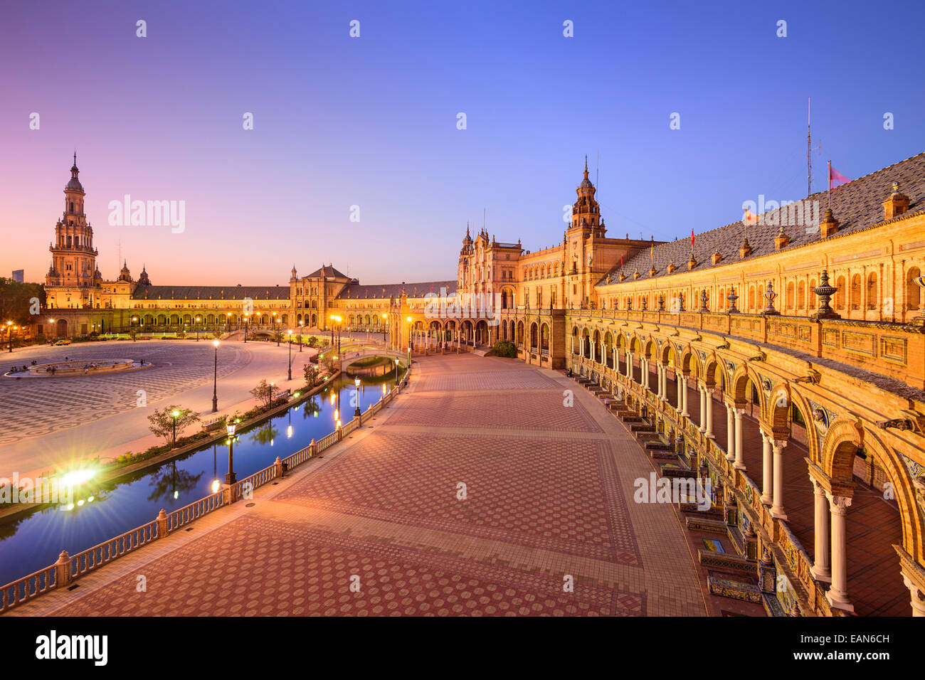 Seville, Spain at Spanish Square (Plaza de Espana). Stock Photo
