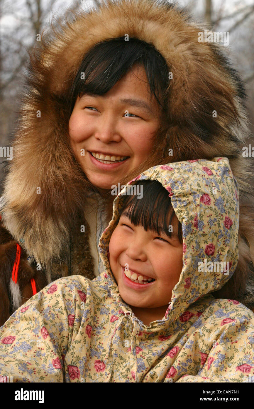 Portrait Of A Mother And Daughter Near The Yup'ik Village Of Kwethluk ...