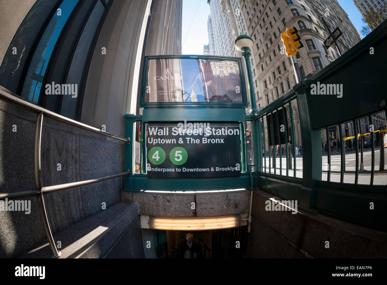 The Wall Street subway entrance in new York on Saturday, November 15 ...